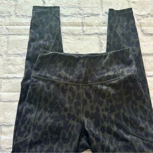 Victoria’s Secret Leggings 6 | Olive Green Black Leopard Print Side Pockets